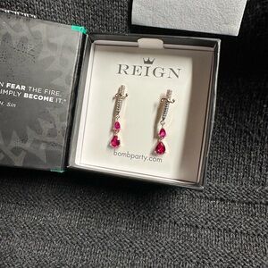 Reign Silver and Pink Drop Earrings